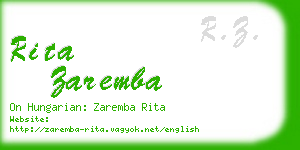rita zaremba business card